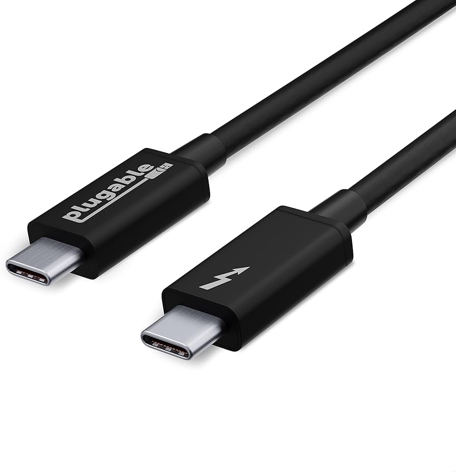 Plugable Thunderbolt 3 Cable 20Gbps Supports 100W (20V, 5A) Charging, 6.6ft  / 2m USB C Compatible [Thunderbolt 3 Certified] - Driverless